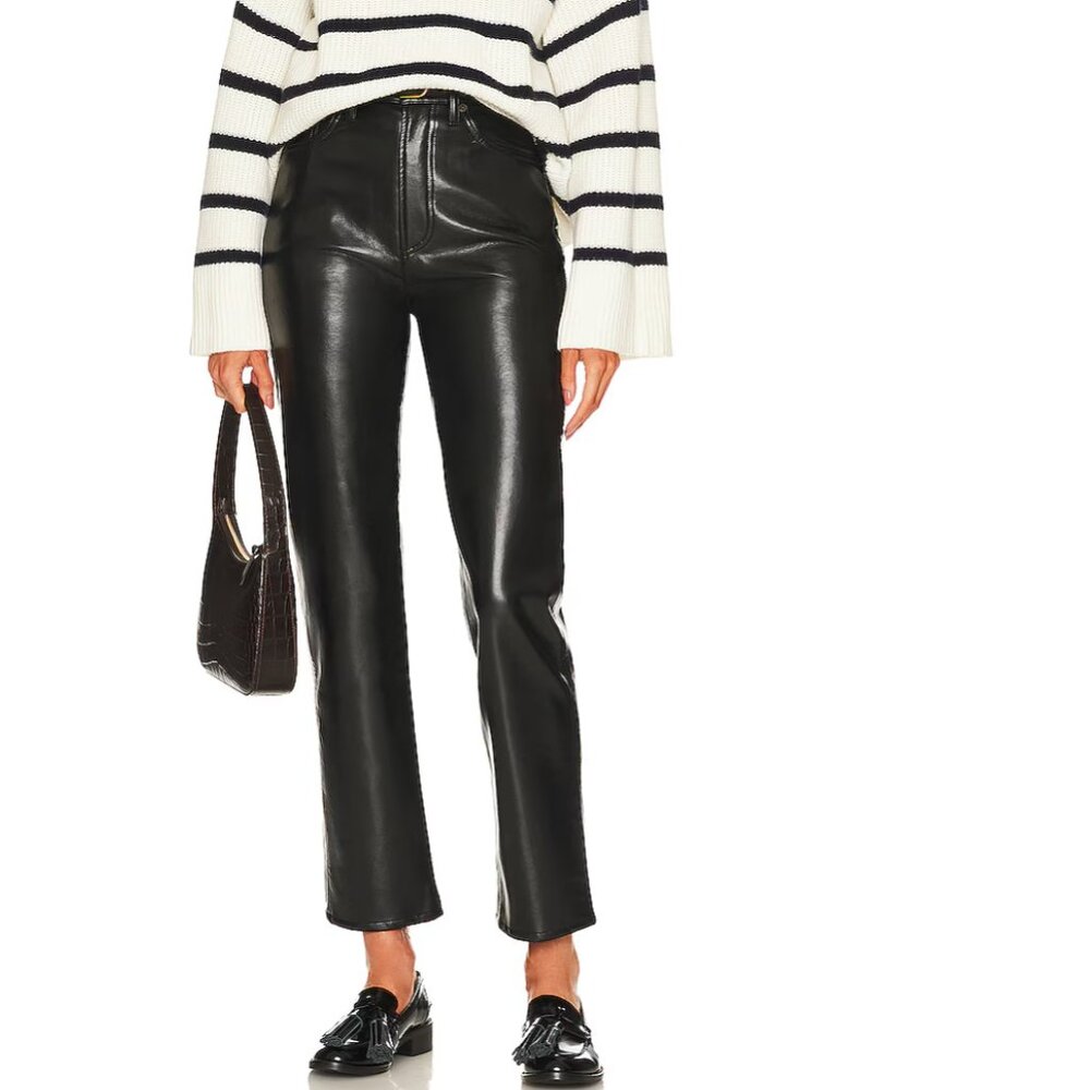 AGOLDE Recycled Leather Fitted 90's Straight Leg Pants | Size 24